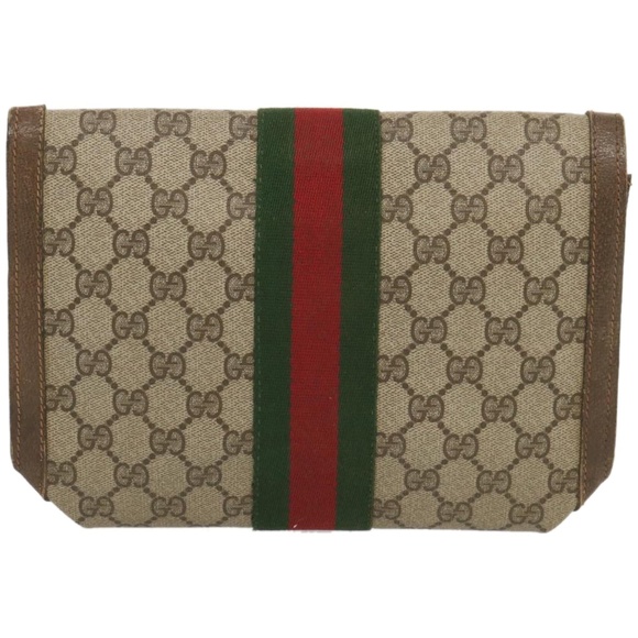GUCCI GG Supreme Web Sherry Line Clutch Bag PVC Beige 41 014 3087 Auth ac2797 - Picture 2 of 16